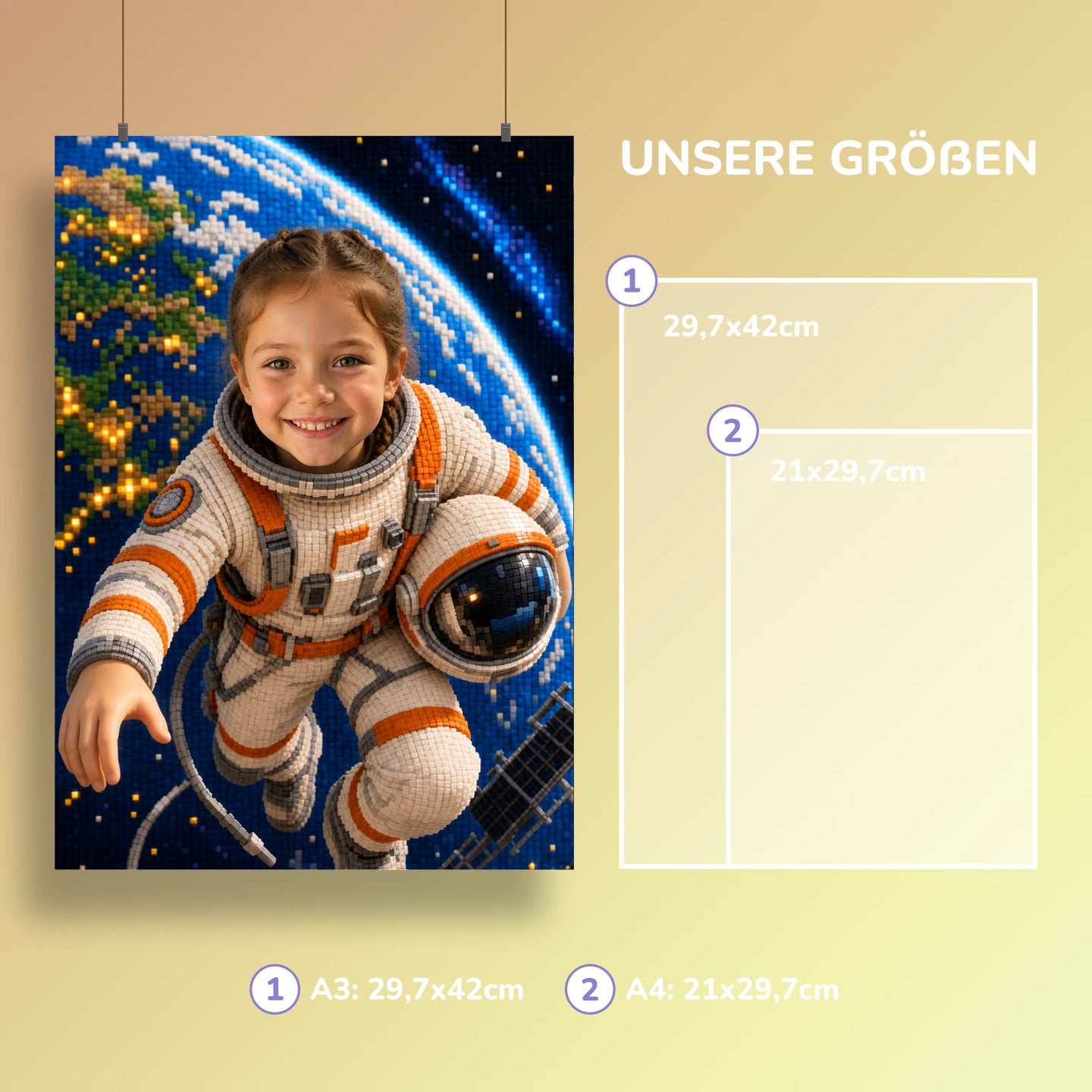 Schwebender Astronaut | Special-Edition "Baustein" – Größen A3 und A4