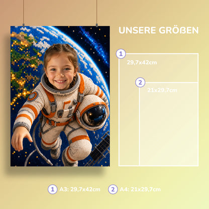 Schwebender Astronaut | Special-Edition "Baustein" – Größen A3 und A4