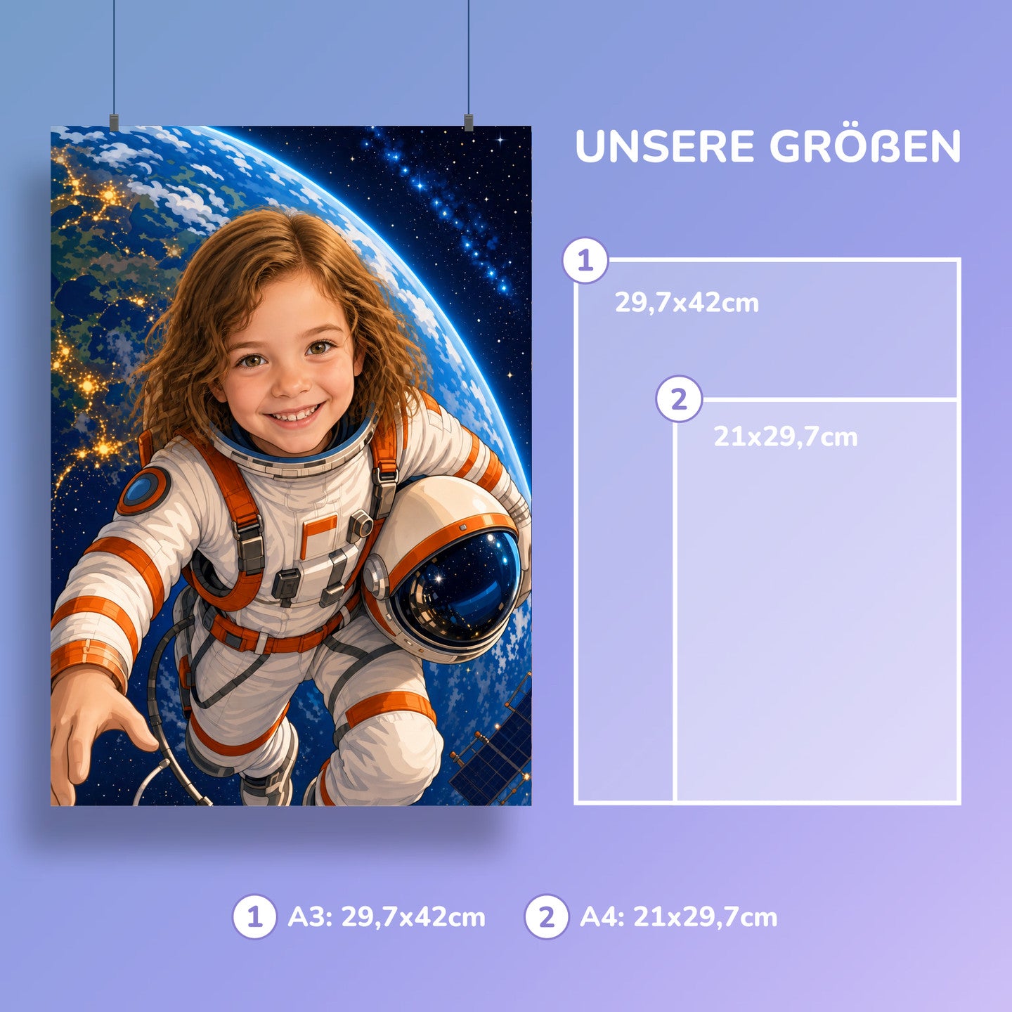 Schwebender Astronaut | Special-Edition "Cartoon" – Größen A3 und A4