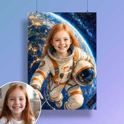 Schwebender Astronaut | Special-Edition "Aquarell" – Poster an der Wand