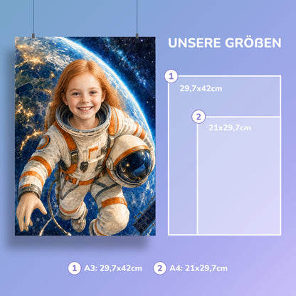 Schwebender Astronaut | Special-Edition "Aquarell" – Größen A3 und A4