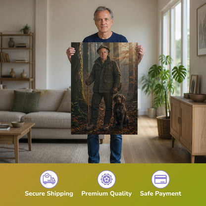  – Mann hält das gedruckte Poster