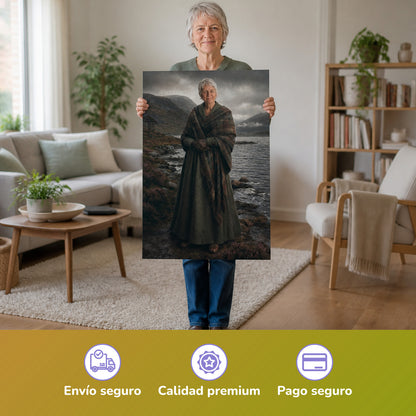  – Frau hält das gedruckte Poster