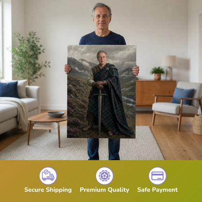  – Mann hält das gedruckte Poster