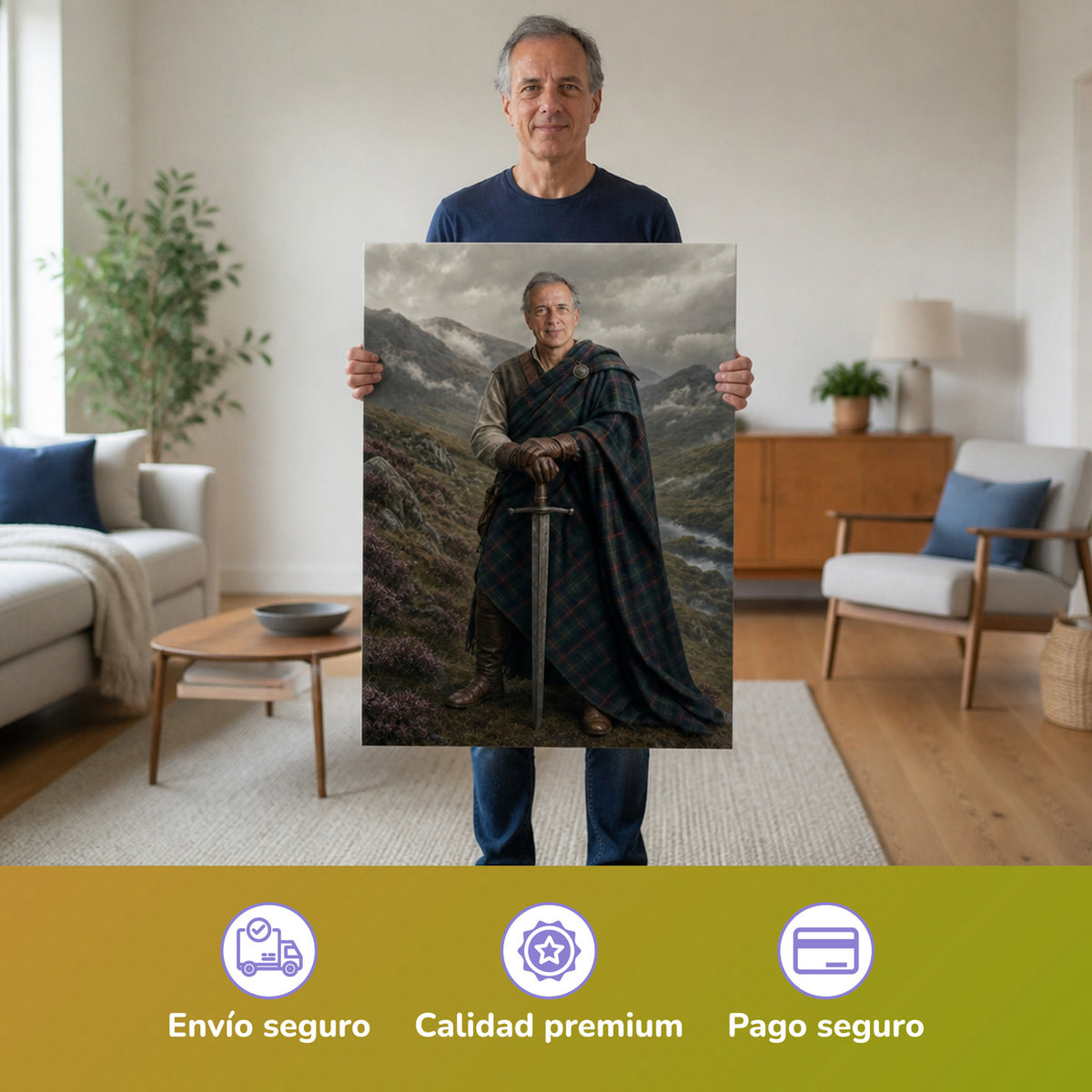  – Mann hält das gedruckte Poster