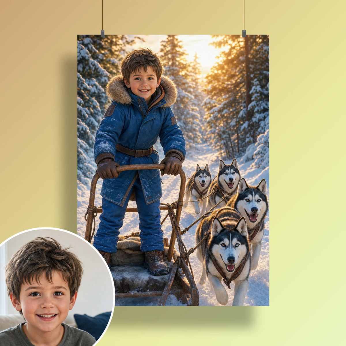 Mit dem Huskyschlitten – Poster an der Wand
