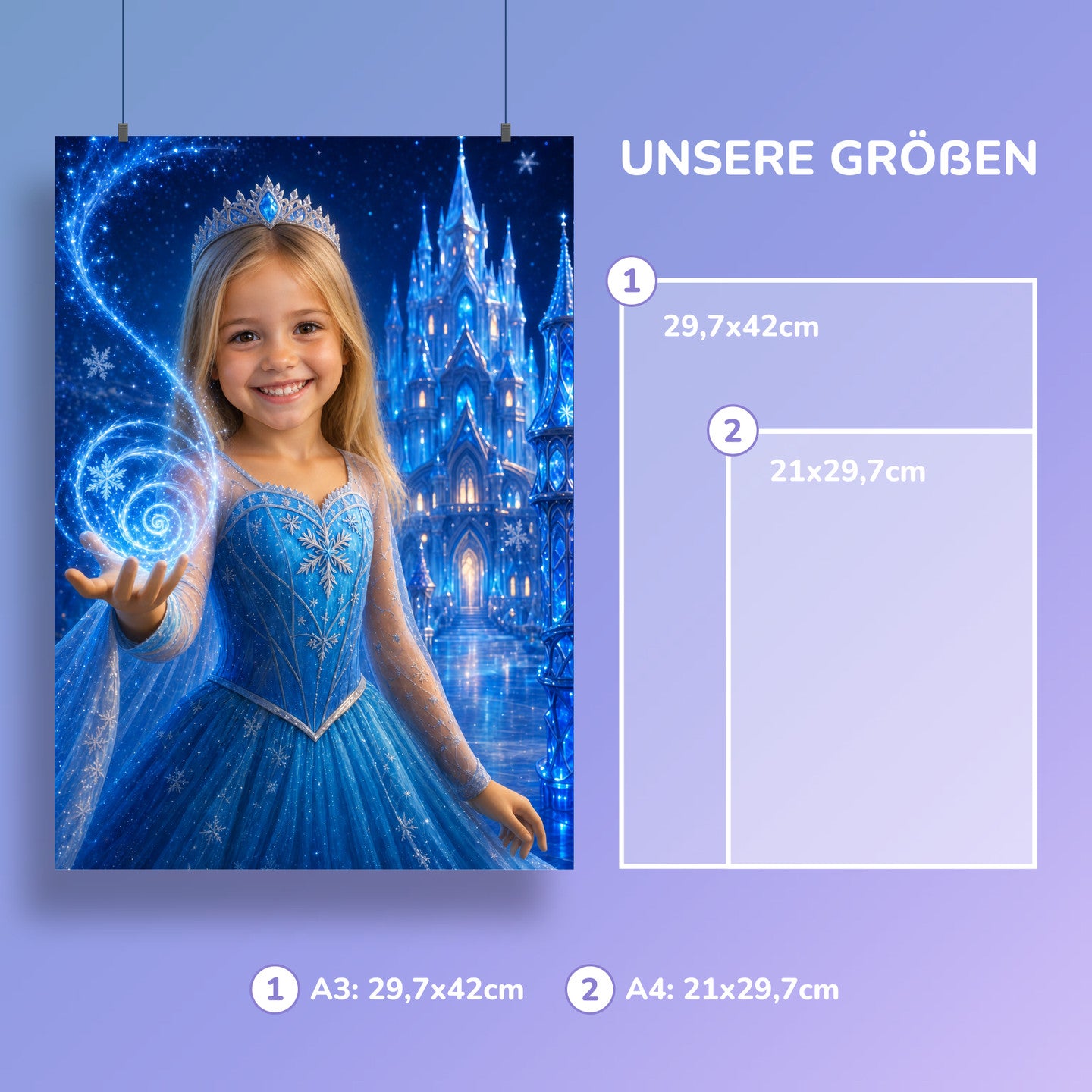 Eisprinzessin am Eisschloss | Special-Edition "3D-Animation" – Größen A3 und A4