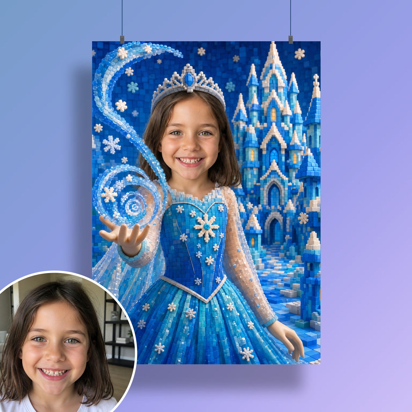 Eisprinzessin am Eisschloss | Special-Edition "Baustein" – Poster an der Wand