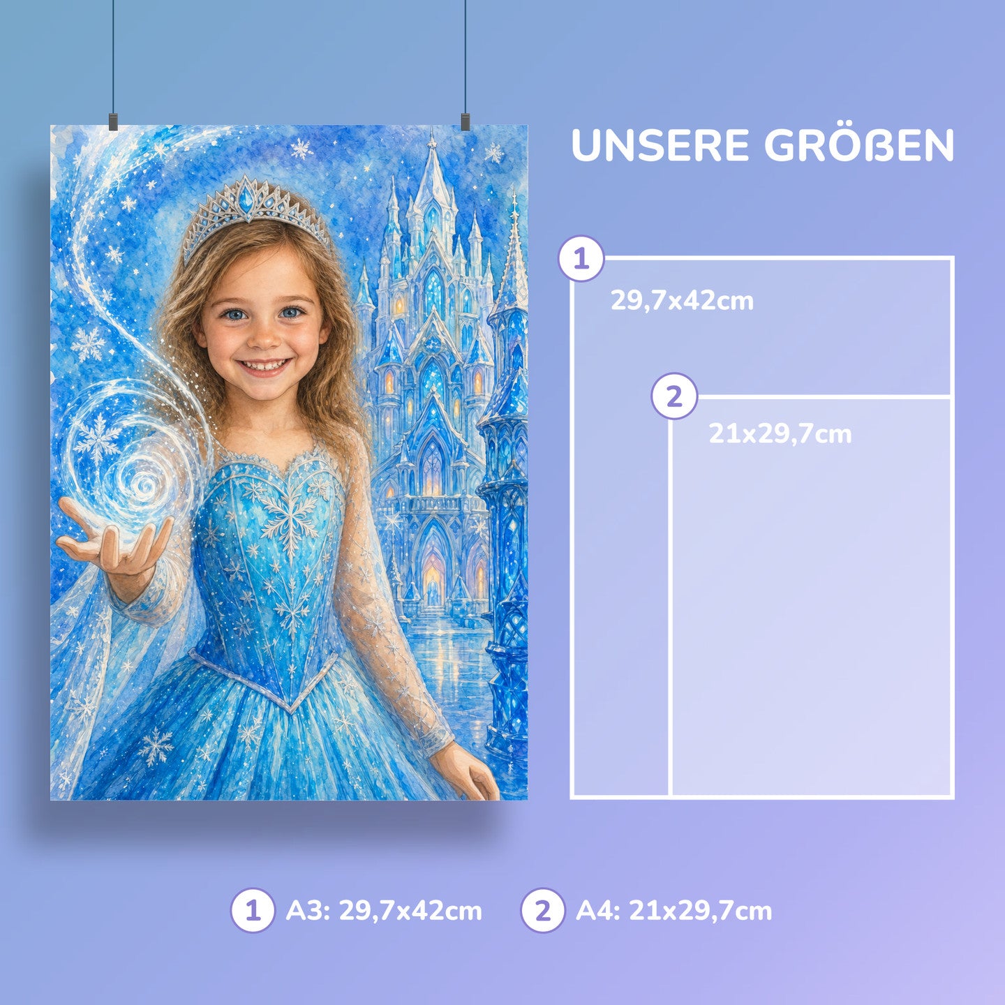 Eisprinzessin am Eisschloss | Special-Edition "Aquarell" – Größen A3 und A4