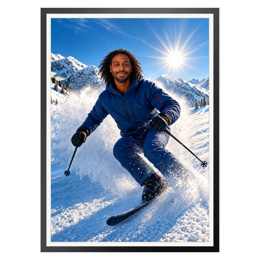 Im Tiefschnee – Poster im Rahmen