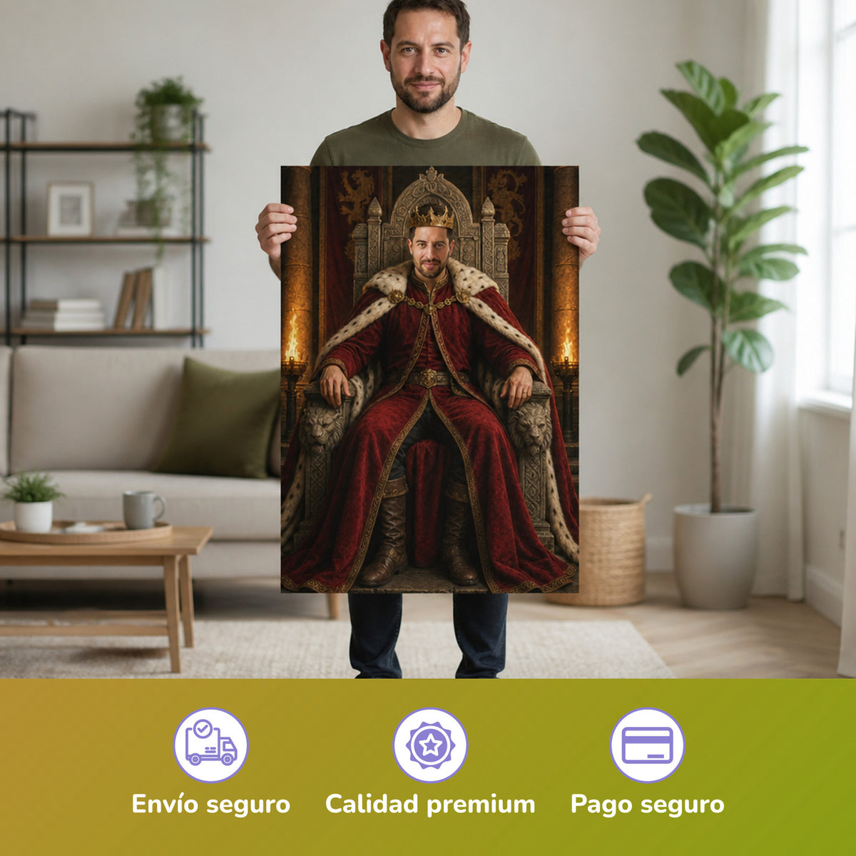  – Mann hält das gedruckte Poster