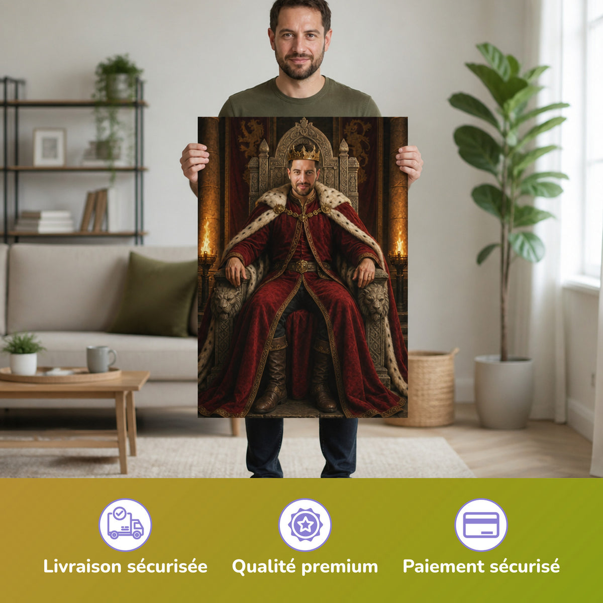  – Mann hält das gedruckte Poster
