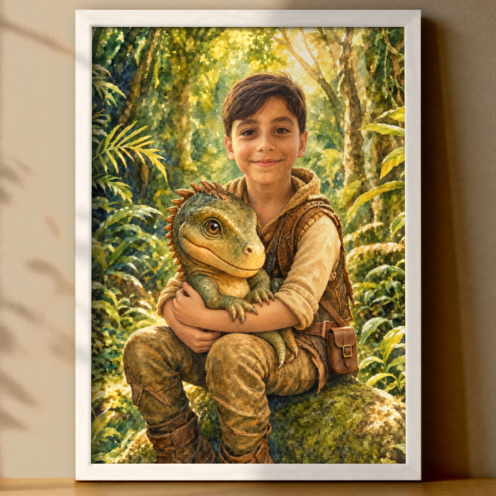Mein kleiner Dino-Freund | Special-Edition "Aquarell" – Poster an der Wand
