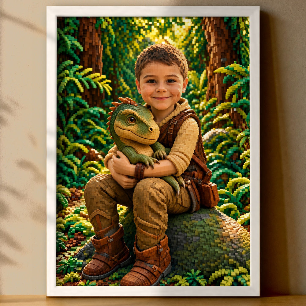 Mein kleiner Dino-Freund | Special-Edition "Baustein" – Poster an der Wand