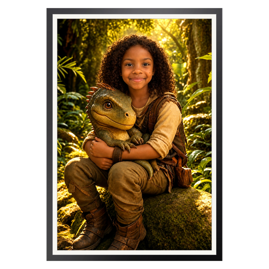 Mein kleiner Dino-Freund – Poster im Rahmen
