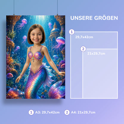 Meerjungfrau im Korallenpalast | Special-Edition "3D-Animation" – Größen A3 und A4