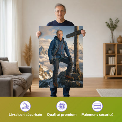  – Mann hält das gedruckte Poster