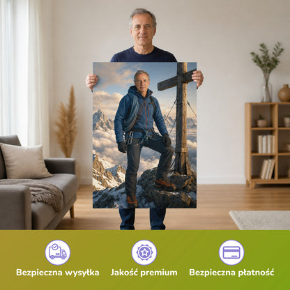  – Mann hält das gedruckte Poster