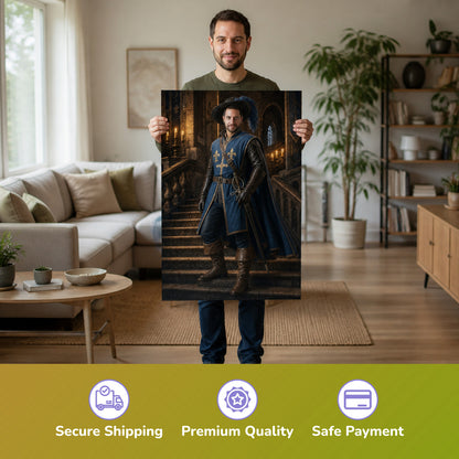  – Mann hält das gedruckte Poster