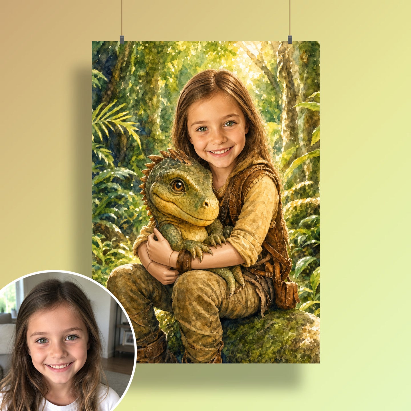 Mein kleiner Dino-Freund | Special-Edition "Aquarell" – Poster an der Wand
