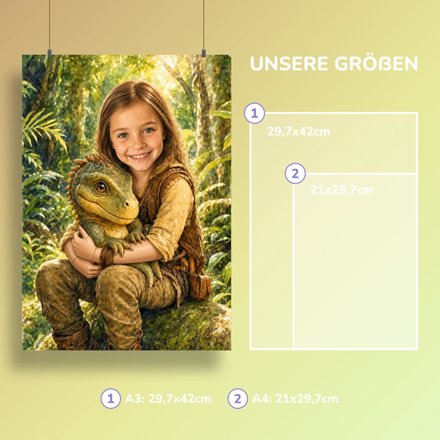 Mein kleiner Dino-Freund | Special-Edition "Aquarell" – Größen A3 und A4