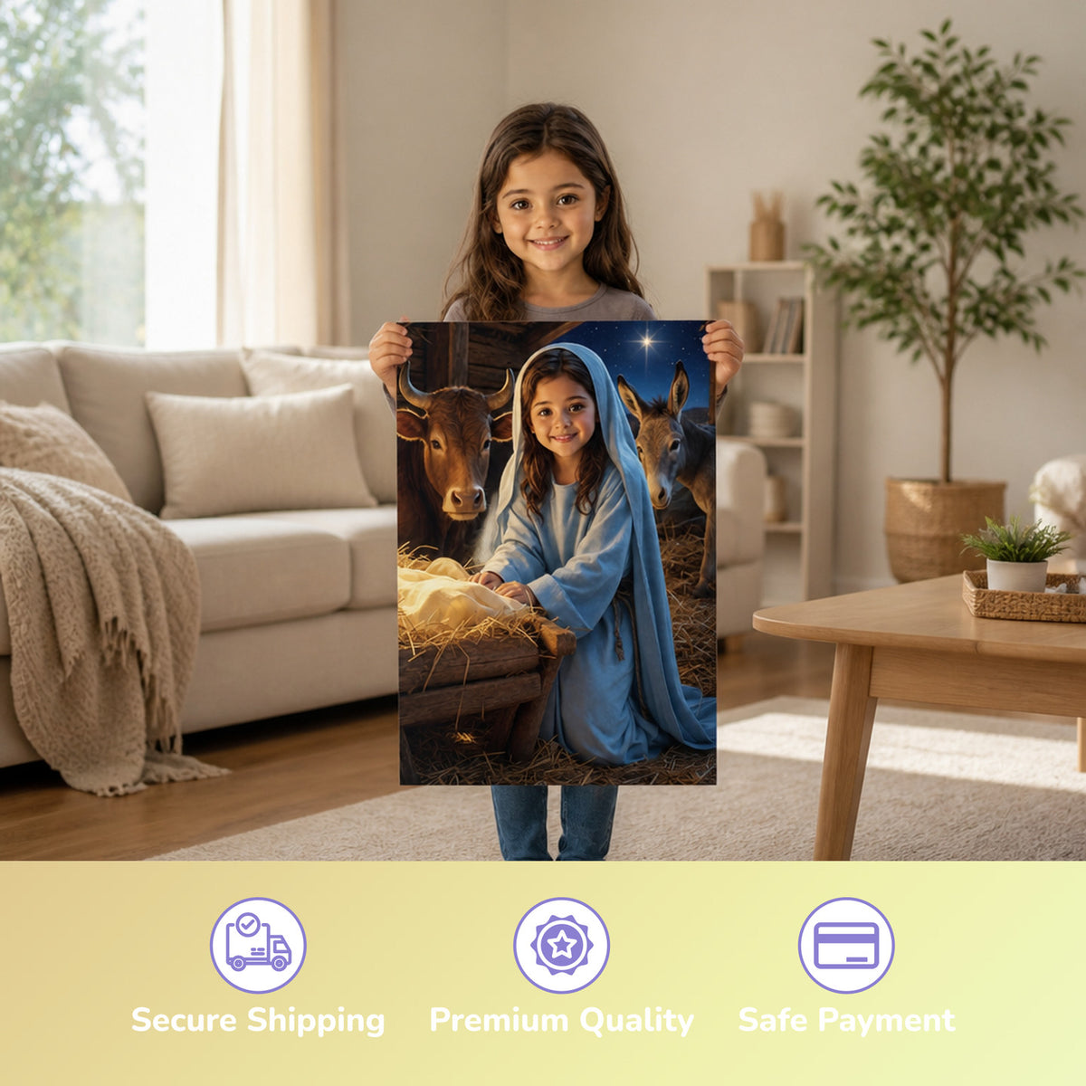 The Star of Bethlehem – girl holding the printed poster