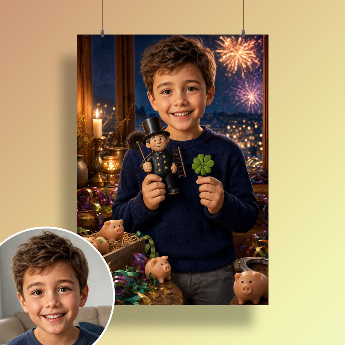 Glücksbringer zu Silvester – Poster an der Wand