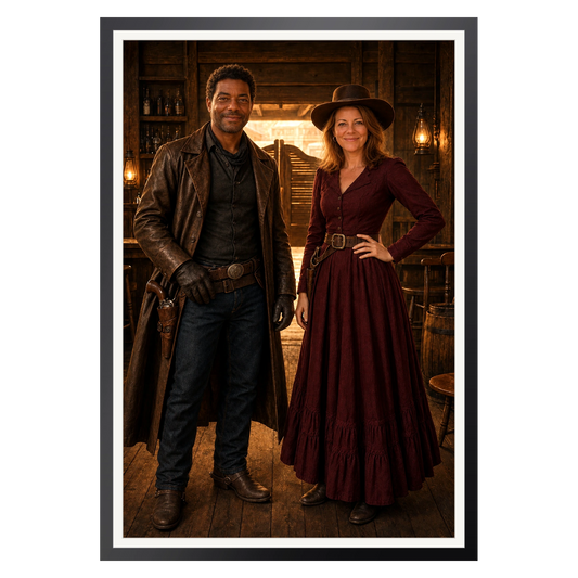 Outlaws im Sepia – Poster im Rahmen