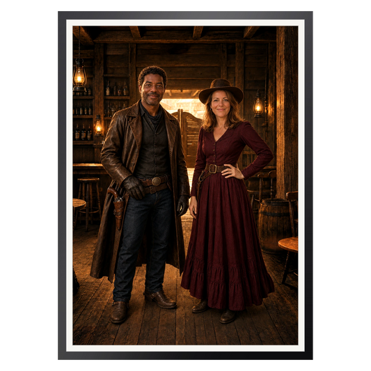 Outlaws im Sepia – Poster im Rahmen