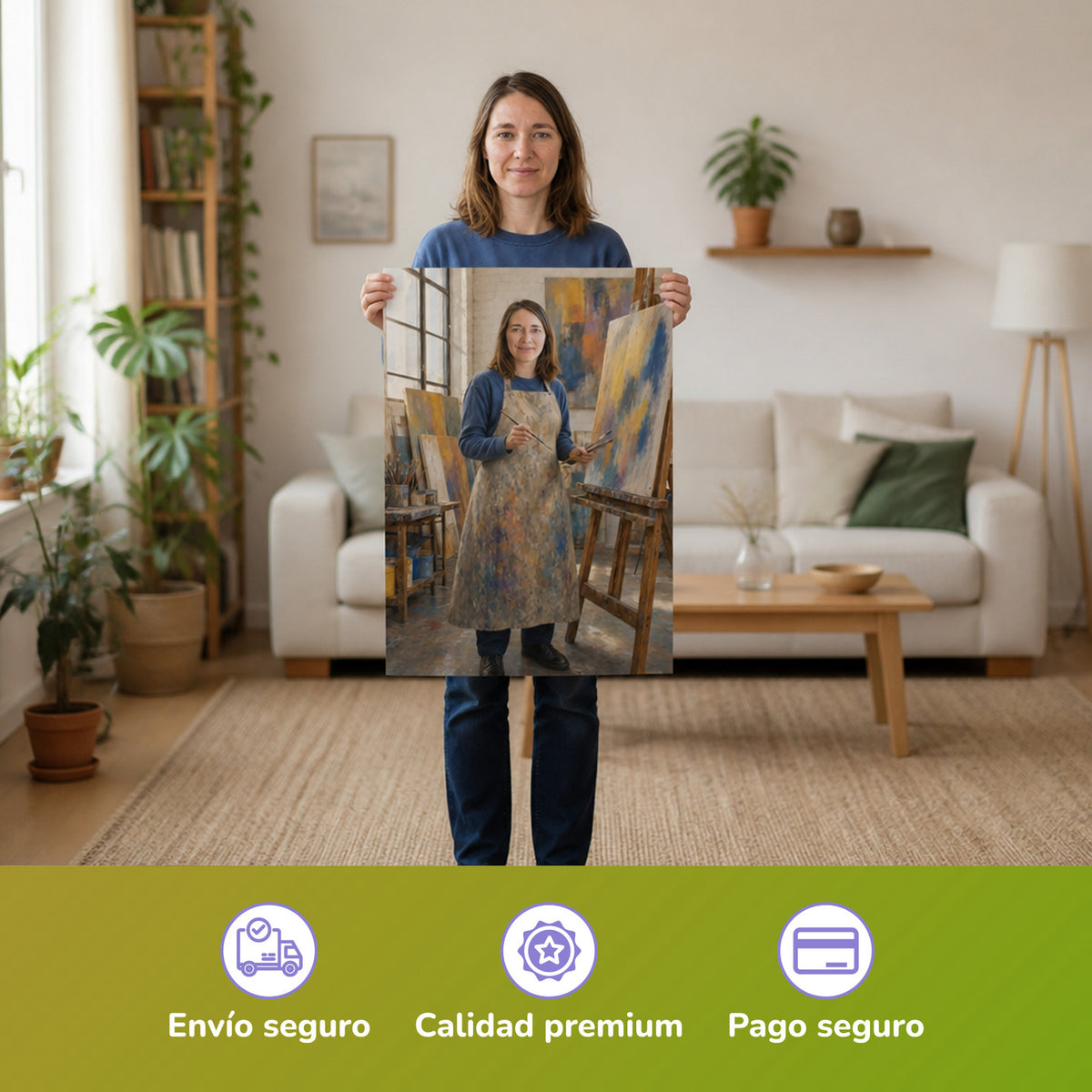  – mujer con el póster impreso