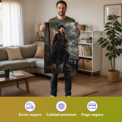  – Mann hält das gedruckte Poster