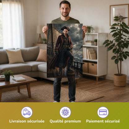  – Mann hält das gedruckte Poster