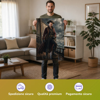  – Mann hält das gedruckte Poster
