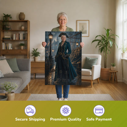  – Frau hält das gedruckte Poster