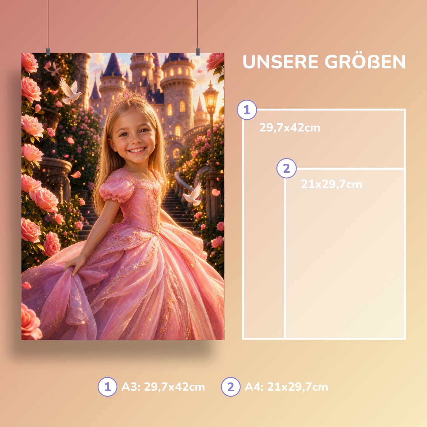 Prinzessin im Märchengarten | Special-Edition "3D-Animation" – Größen A3 und A4