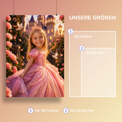 Prinzessin im Märchengarten | Special-Edition "3D-Animation" – Größen A3 und A4