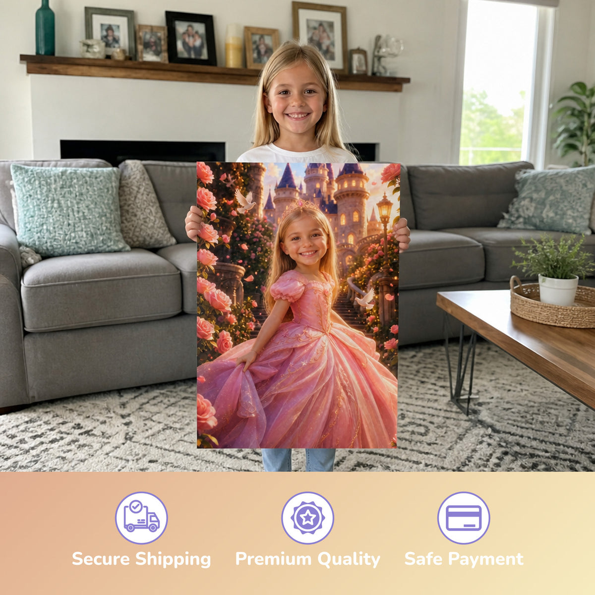 Prinzessin im Märchengarten | Special-Edition "3D-Animation" – Mädchen hält das gedruckte Poster