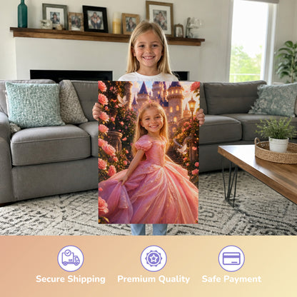 Prinzessin im Märchengarten | Special-Edition "3D-Animation" – Mädchen hält das gedruckte Poster