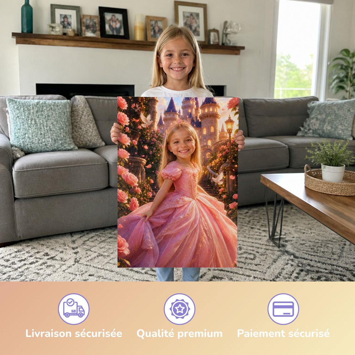 Prinzessin im Märchengarten | Special-Edition "3D-Animation" – Mädchen hält das gedruckte Poster