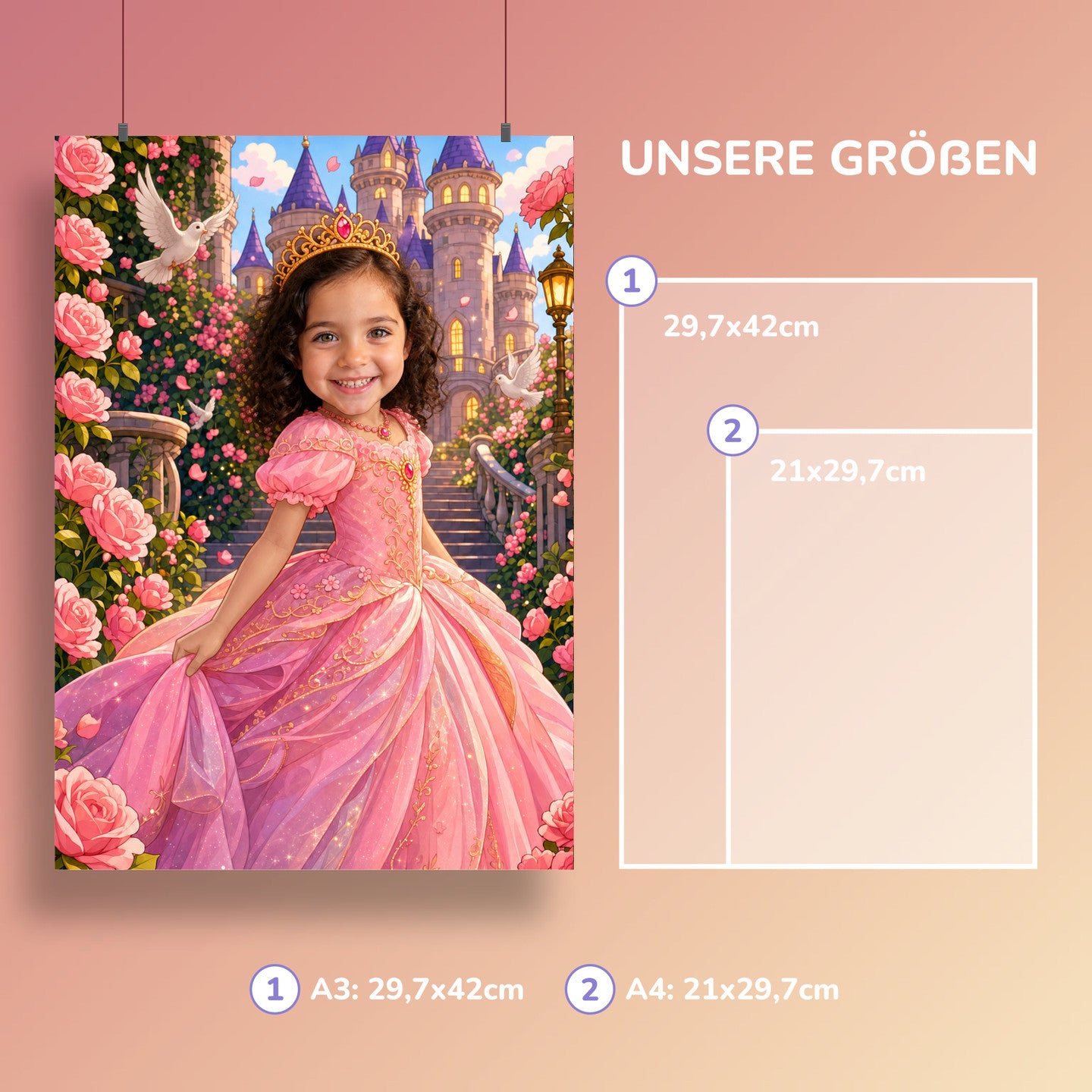 Prinzessin im Märchengarten | Special-Edition "Cartoon" – Größen A3 und A4