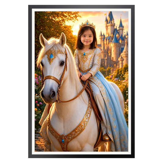 Prinzessin hoch zu Ross – Poster im Rahmen