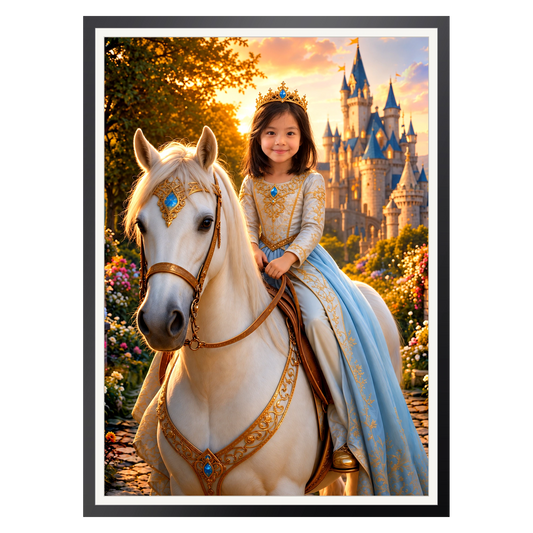 Prinzessin hoch zu Ross – Poster im Rahmen