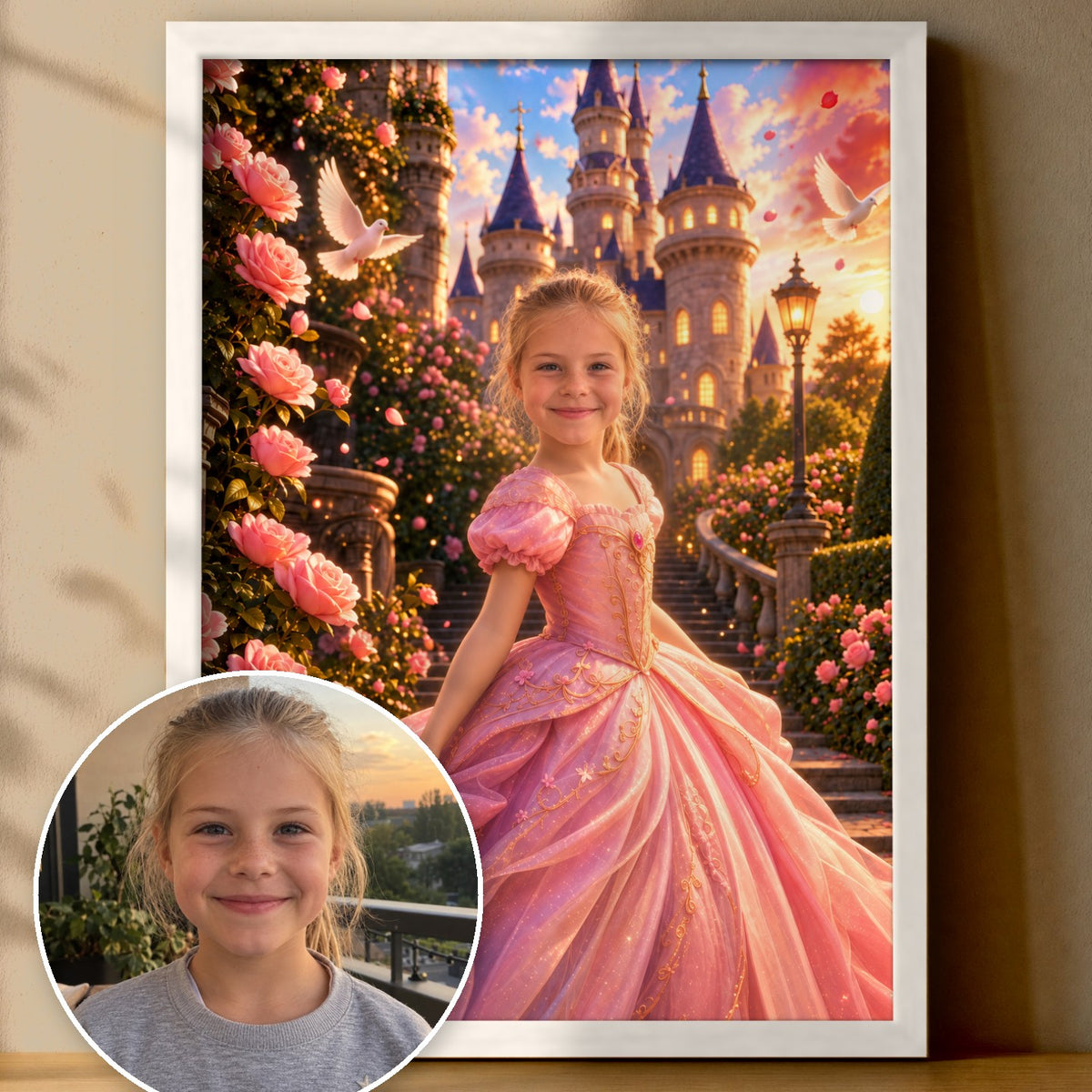 Prinzessin im Märchengarten | Special-Edition "3D-Animation" – Poster im Rahmen