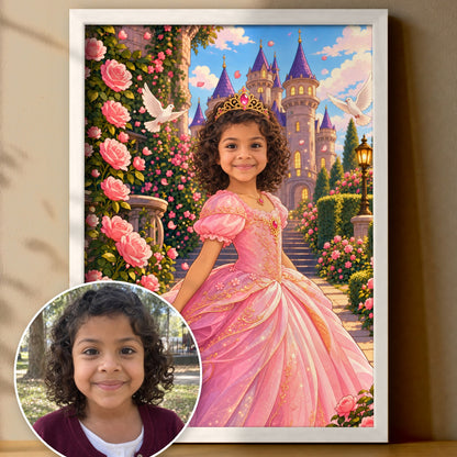 Prinzessin im Märchengarten | Special-Edition "Cartoon" – Poster im Rahmen