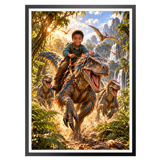 Ritt auf dem Raptor – Poster im Rahmen