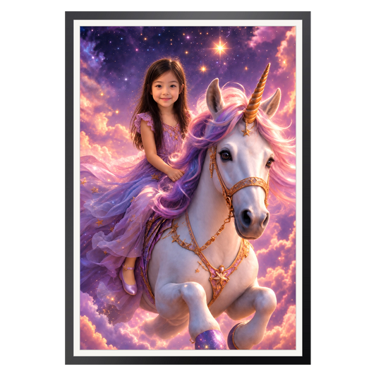 Ritt auf dem Sternen-Einhorn – Poster im Rahmen