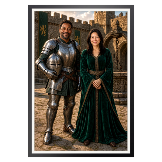Ritter und Burgherrin – Poster im Rahmen