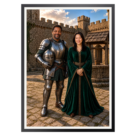 Ritter und Burgherrin – Poster im Rahmen