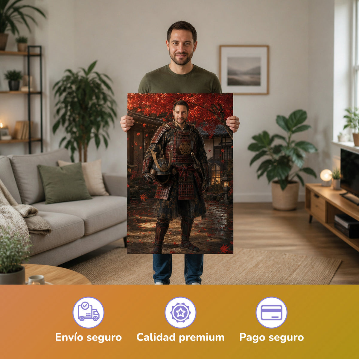  – Mann hält das gedruckte Poster