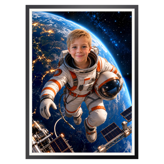 Schwebender Astronaut – Poster im Rahmen